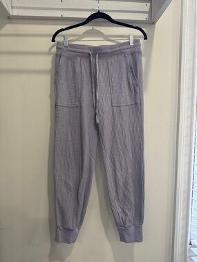 Women’s Lavender Waffle Knit Jogger Pants - Drawstring Waist